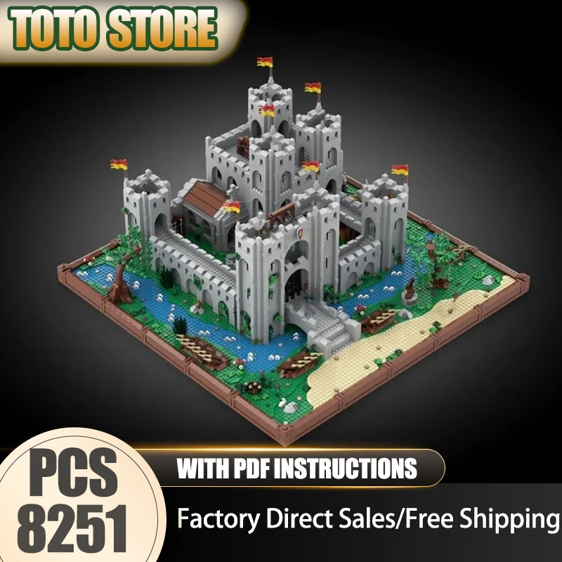 

Moc строительные блоки Twin Tower Gatehouse Fortress Building Bricks Модель DIY Сборка Модель замка Строительная игрушка Праздничный подарок