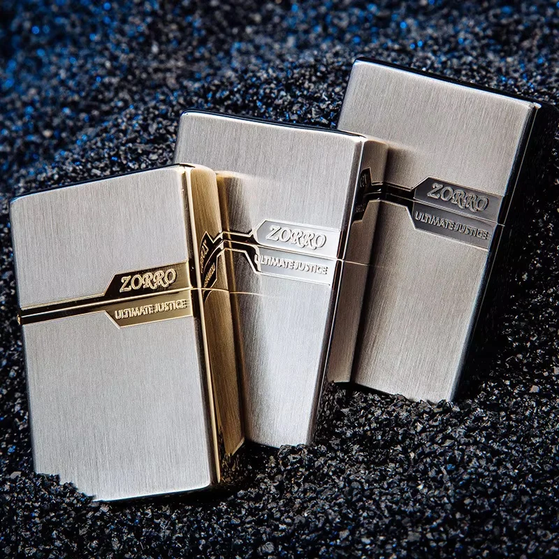 

ZORRO Metal Retro Grinding WheelLighter Refillable Cigarette Lighter Original Copper Light Plate Brushed Gadget Mens Gift
