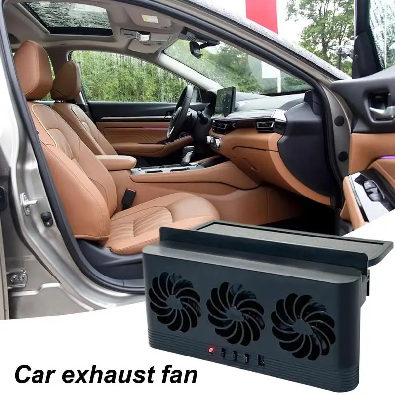 Car Window Fan Auto Solar Air Circulation Fan Three-Head Design Cooling Tool For RV Small Car SUV Truck And Sedan