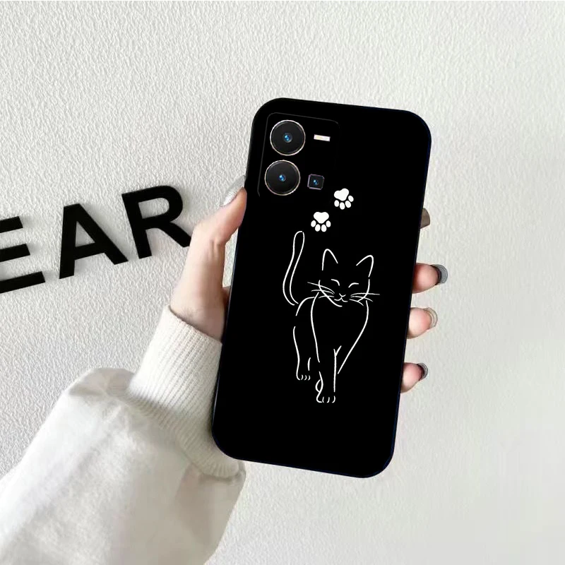 

Black Cat Phone Case for VIVO Y53S Y33S Y22S Y11S Y31 Y21 Y70 Y20 Y21S Y72 Y35 Y51 Y01 V23E V21 V23 V21E Funda