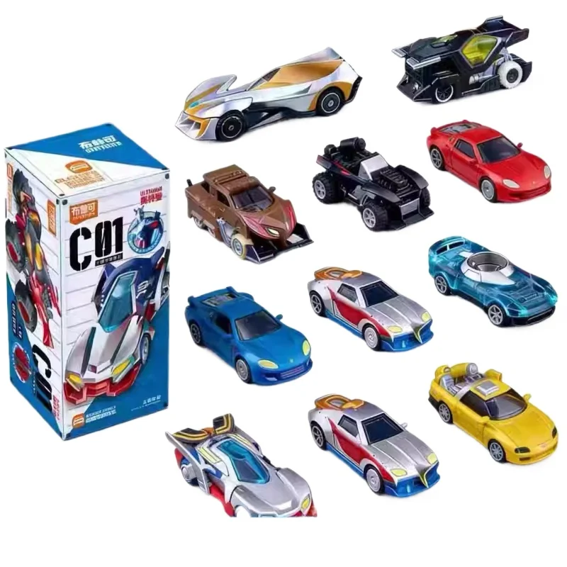 

Blokees Ultraman Building Block Cars C01 First Wave Hero Fleet Racing Car Blind Box Assembling Collectible Figure Toys
