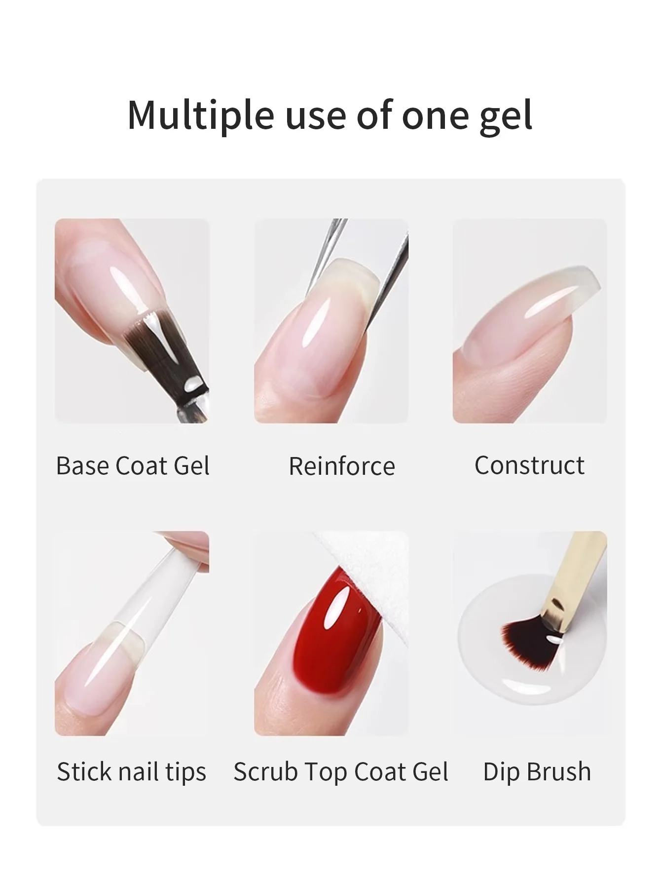 ستة في واحد متعددة الوظائف تعزيز البناء معطف فوقي مقسى مطلي بالكريستال مسمار الفن العلاج بالضوء زيت الأظافر لاصق