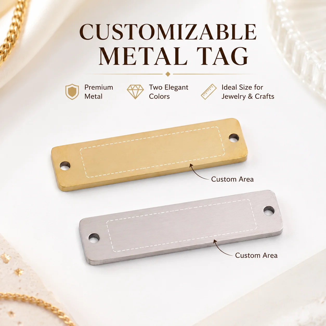 Personalized Stainless Steel Metal Tag - DIY Engravable Pendant Necklace Blank Custom Jewelry Gift for Friends Clothing text Tag