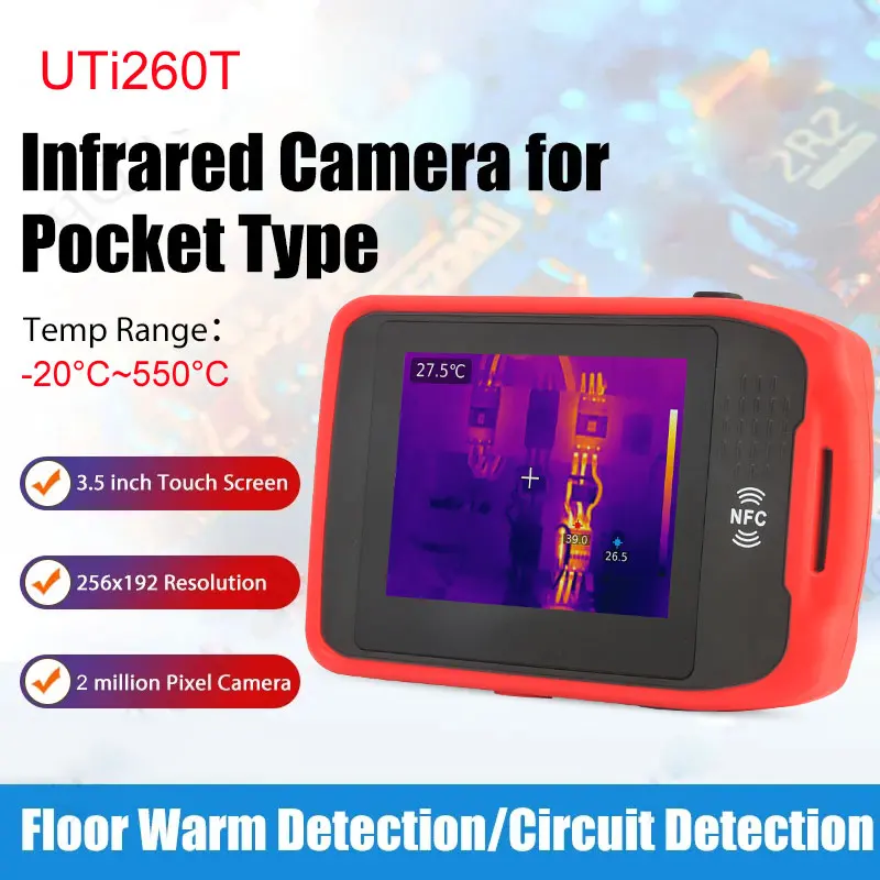 Câmera de Imagem Térmica Uni-t Termômetro Bluetooth Reparar Vazamento e Detecção de Pipeline Uti260t 256×192