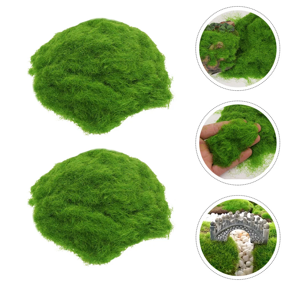 

2 Bags for Artificial Moss Decoration Fake Crafts Nylon Floral Arrangements Plant Accessories