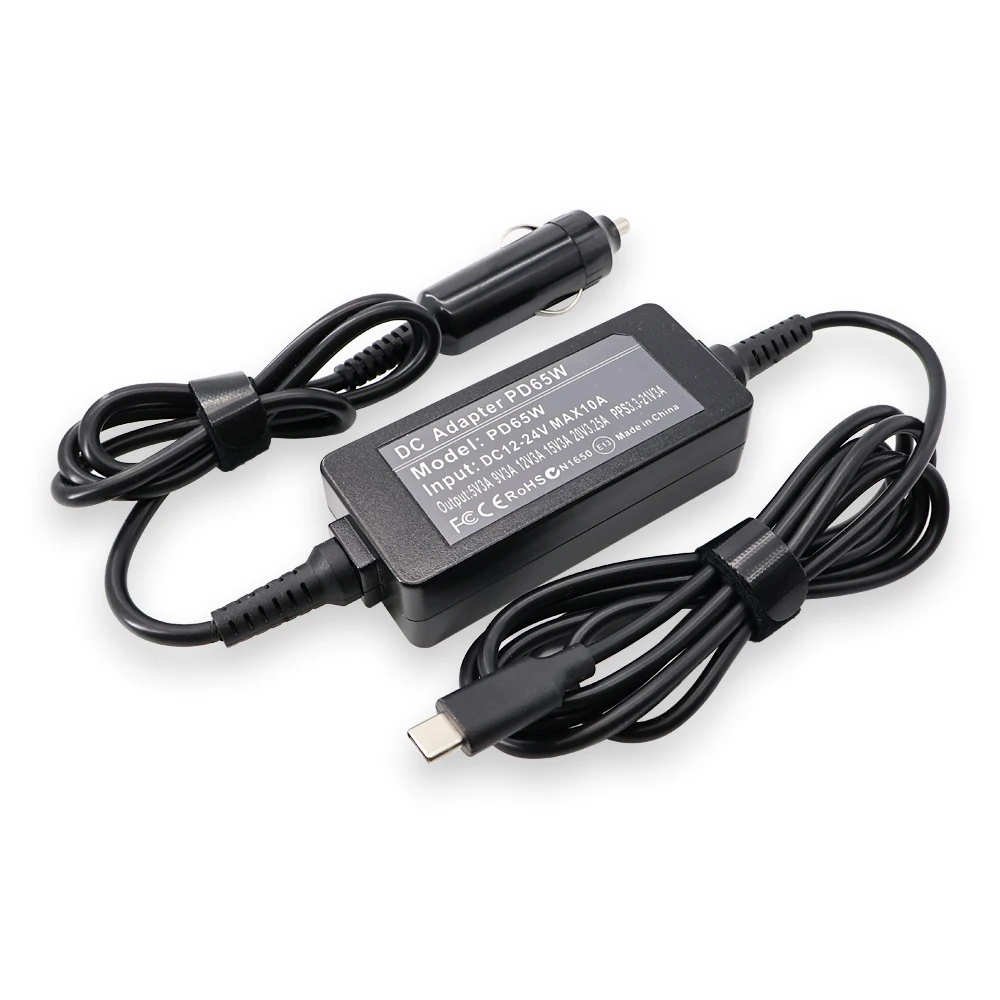 

12V-24V 65W USB C Type C Univerasl Laptop Car Charger for Macbook Pro/Air Lenovo HP ASUS 5V 9V 12V 15V 20V3.25A DC Power Adapter