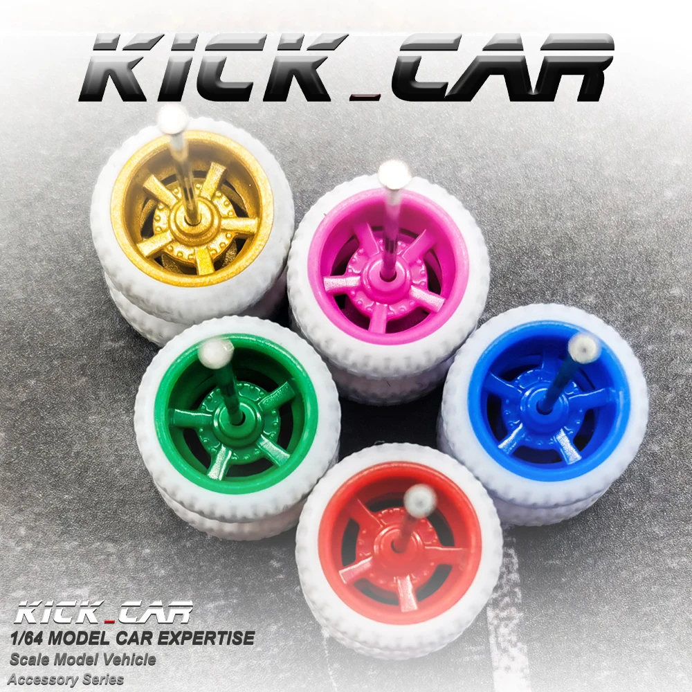 固定ゴム付きホイールホワイトタイヤ、おもちゃモデルDIY車用5スポーク、ホットホイール用ホタルパーツ (5個セット) 、1: 64