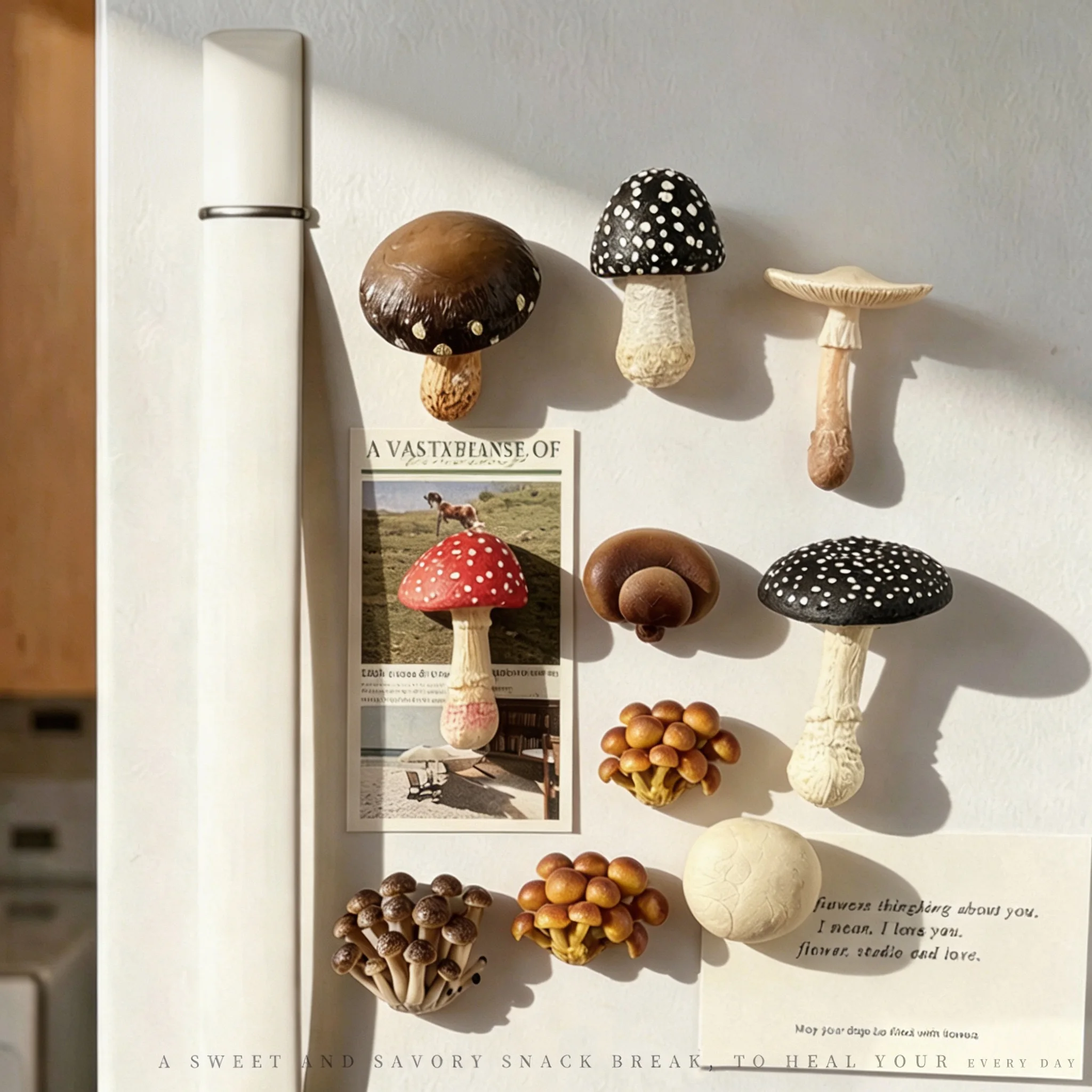 10PCS Realistic Mushroom Fridge Magnets Cute 3D Mushroom Refrigerator Stickers Cottagecore Kitchen Decor Magnetic Whiteboard Loc