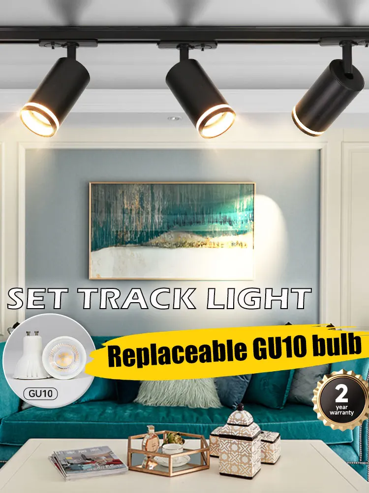 Imagem -02 - Track Lighting Grupo Rail Lâmpada de Parede 110v Spot Lights Led Spotlight Fixture Loja de Roupas Casa Cozinha Trilhos Gu10