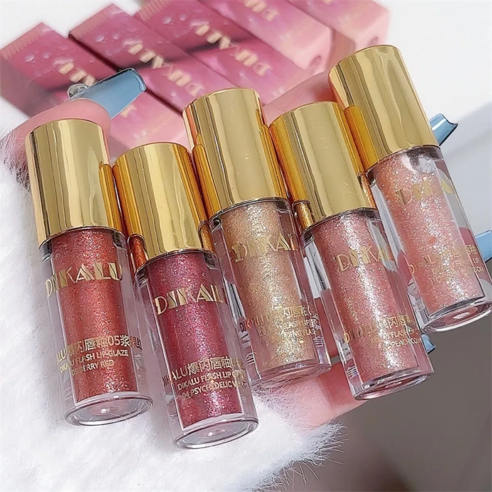 5 Color Diamond Shimmer Glitter Lip Dry Lip Care Moisturizing Silky Lipstick Lasting Pure Element Glossy Lip Gloss Women