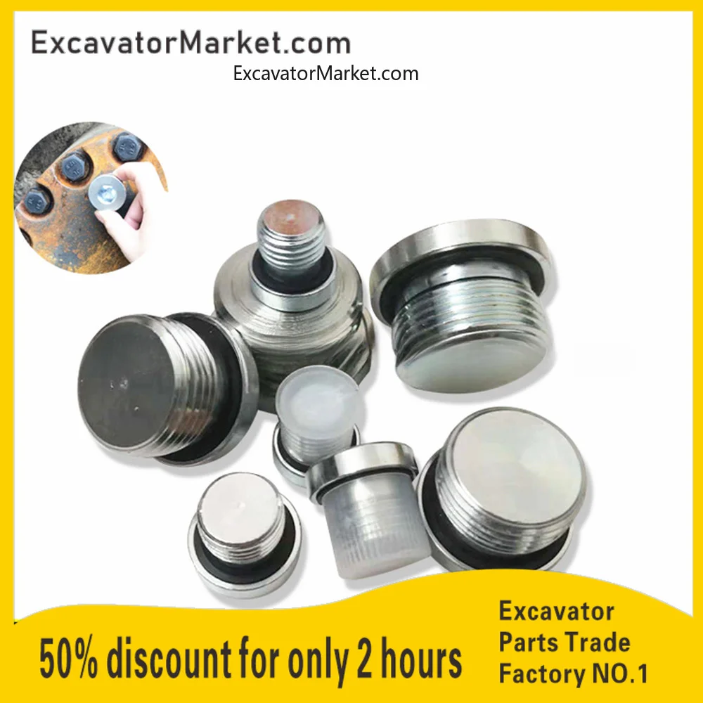 Komatsu Hitachi Kobelco Walking Motor Plug Oil Drain Screw Hexagon Socket Oil Plug With Side Plug Excavator Parts