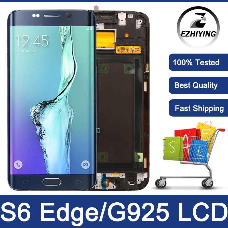 Samsung Galaxy S6 Edge G925V G925P AMOLED Screen Digitizer Frame store Replacement