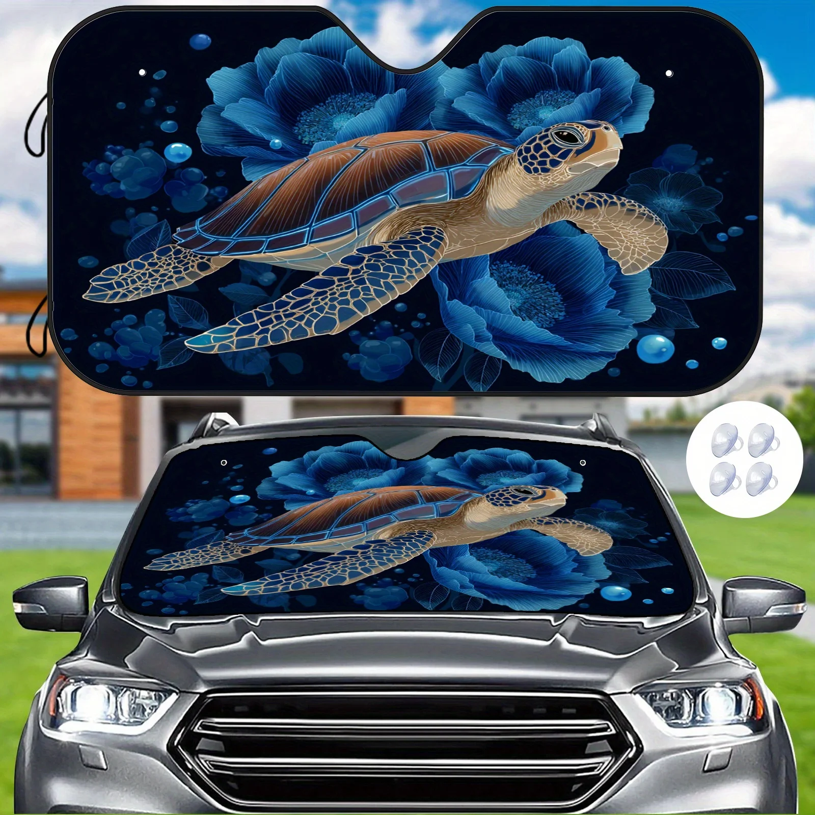 [] Sparkling Diamond Butterfly Dream Car Sunshade, Romantic And Gorgeous Atmosphere, Easy To Install And Durable, Includes 4 Suc