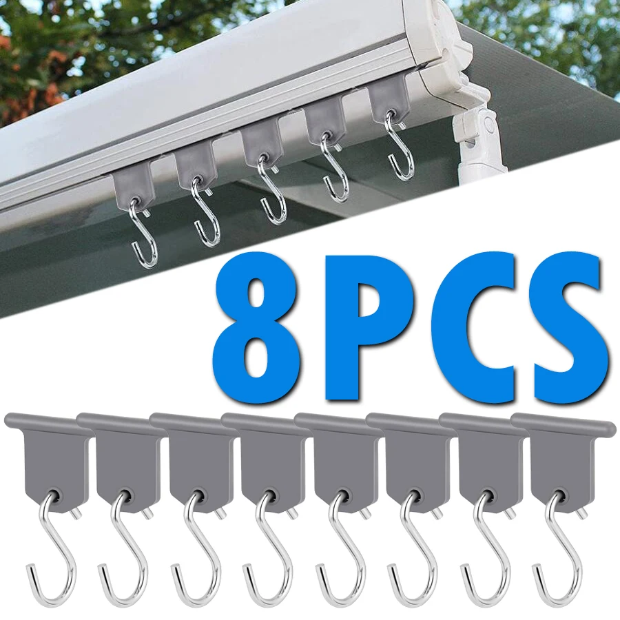 

8Pcs S Shaped Camping Awning Hooks Clips RV Tent Hangers Light Hangers With Holes For Caravan Camperb Accessories