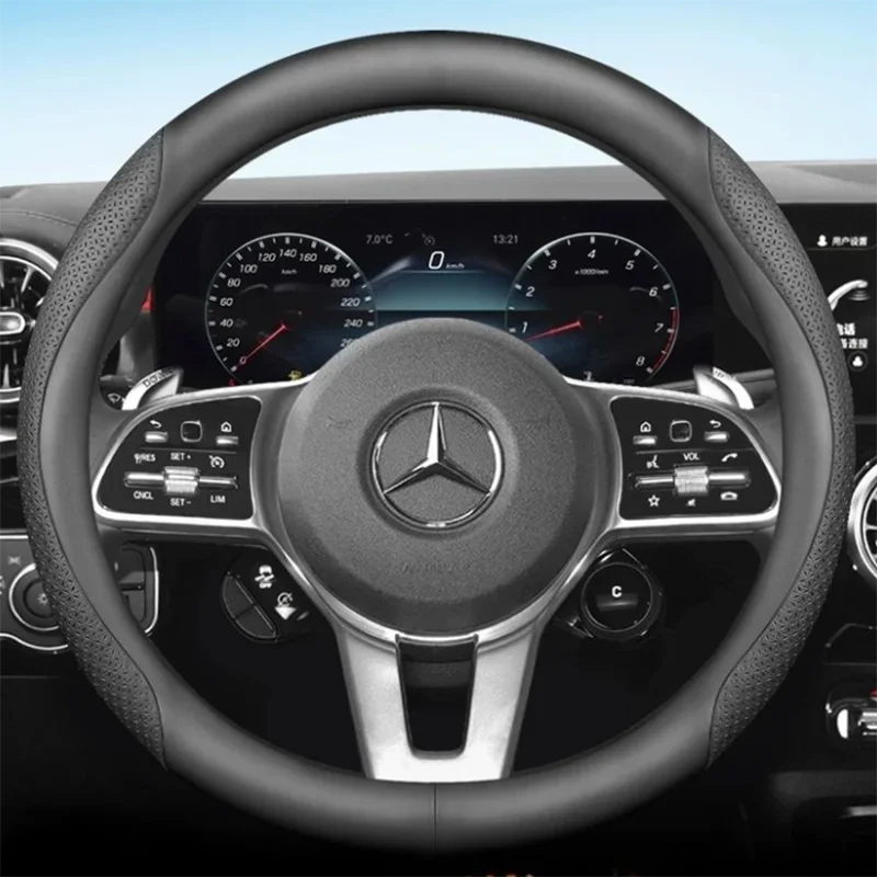 Leather Car Steering Wheel Cover for Mercedes Benz G400d G63 EQA250 EQB250 EQE350+ EQS450+ A200 C200 C300 E200 E300 Accessories