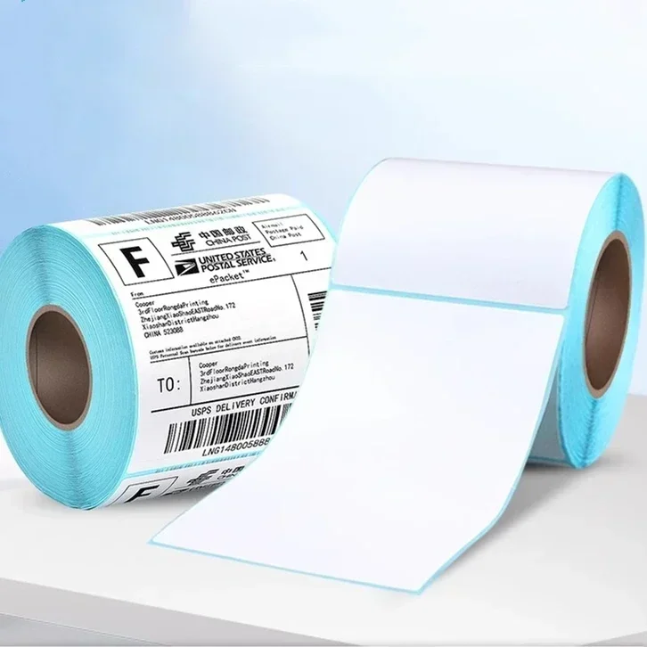 Büyük Boy Beyaz Termal Kağıt Ekspres Lojistik Taşıma Baskı Paketi Etiketi Autohesion Kağıt Barkod Baskı Çıkartmaları