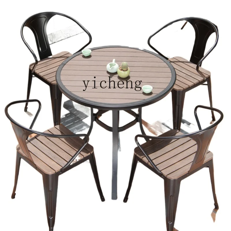 

Tqh Outdoor Desk-Chair Villa Courtyard Garden Terrace Tea Outdoor Outdoor Leisure Plastic Wood Table and Chair