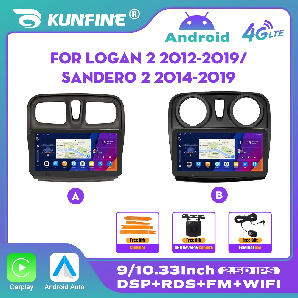 Car Radio For Renault Sandero 2 2014-2019 Logan 2012-2019 2Din Android Car Stereo DVD GPS Navigation Player QLED Screen Carplay