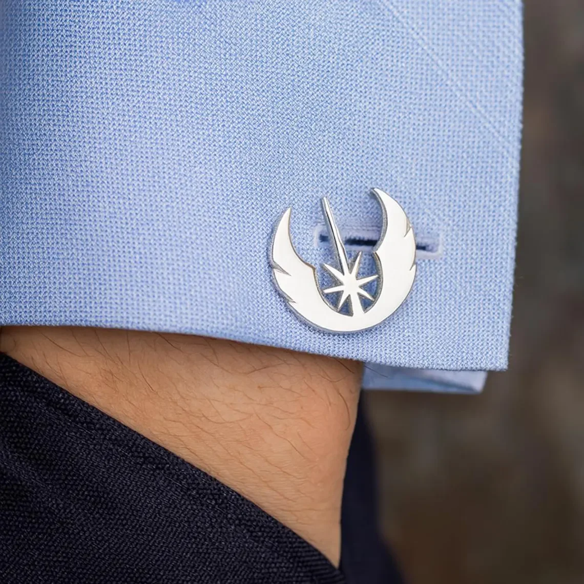 

Fashionable and minimalist stainless steel style hexagonal star wing faith cufflinks fan party protagonist cufflink accessories