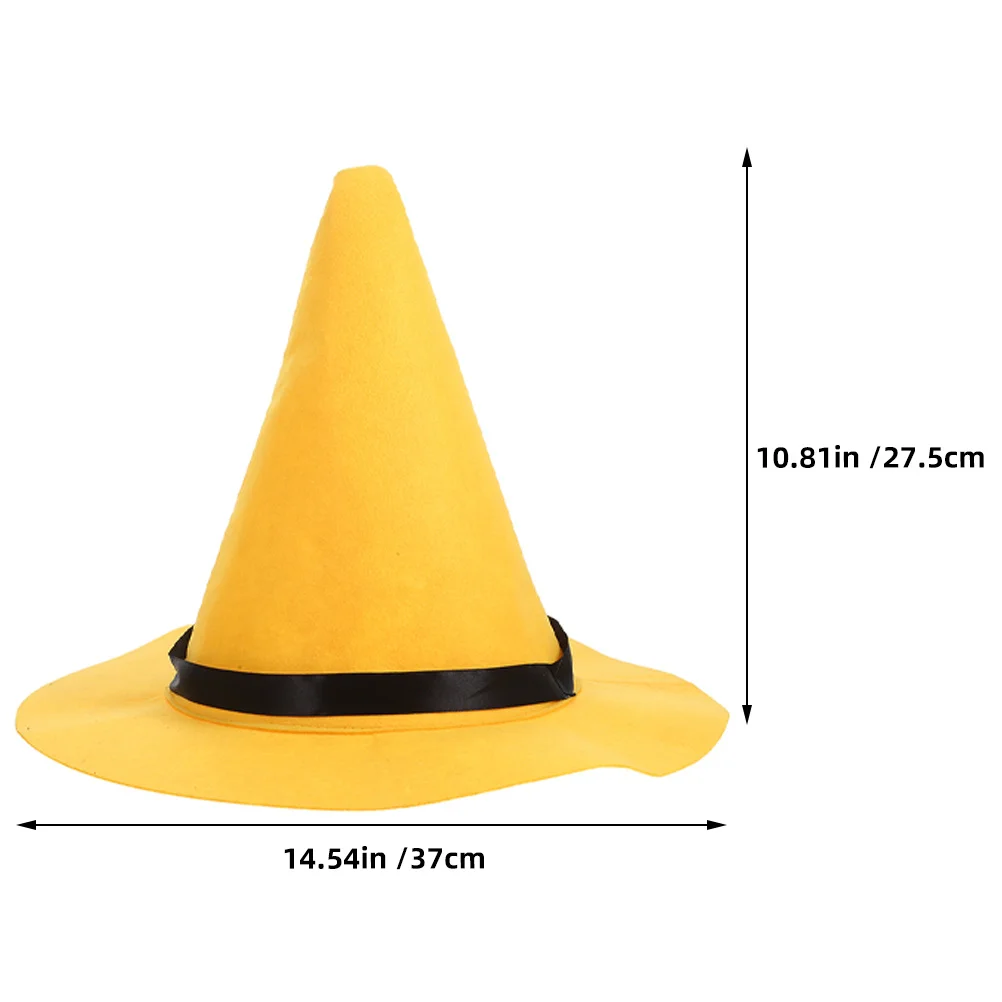 قطعتان من قبعة الساحرة الصفراء بتصميم فريد من نوعه كلاسيكي مدبب لملابس الهالوين التأثيرية إكسسوار للجنسين والكبار والأطفال