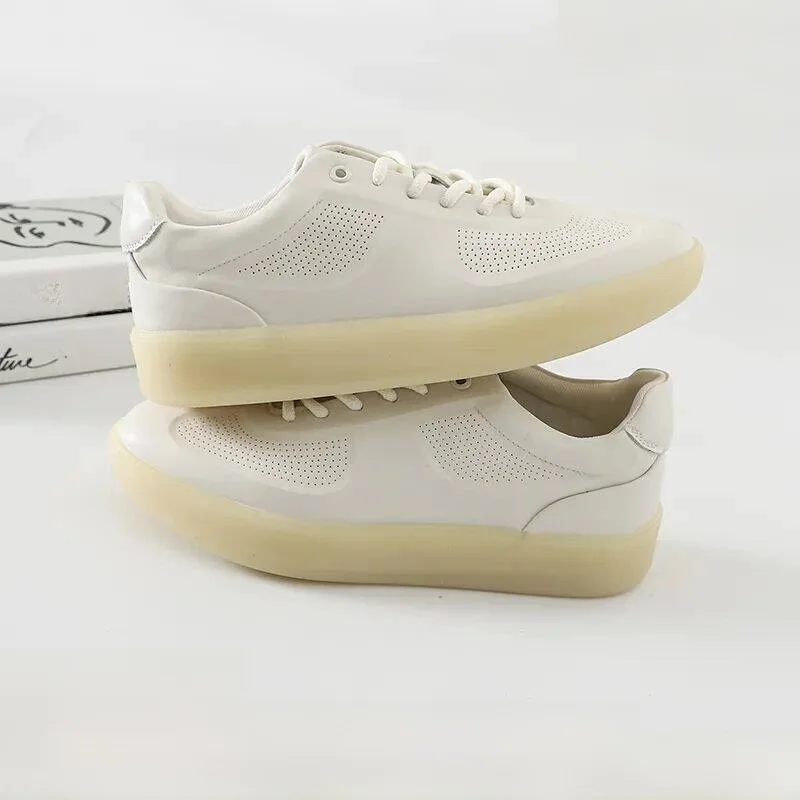 

Men's Laser-Punched Breathable Top Layer Cowhide Deoxynucleotide Shoes Spring Summer Casual Fashion round Toe Comfortable