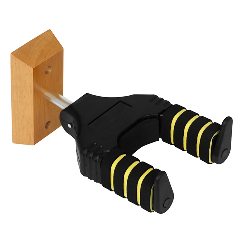 جيتار قصير هوك القيثارة حامل عرض الجيتار الخشبي الكهربائي خطوط سوداء وأصفر