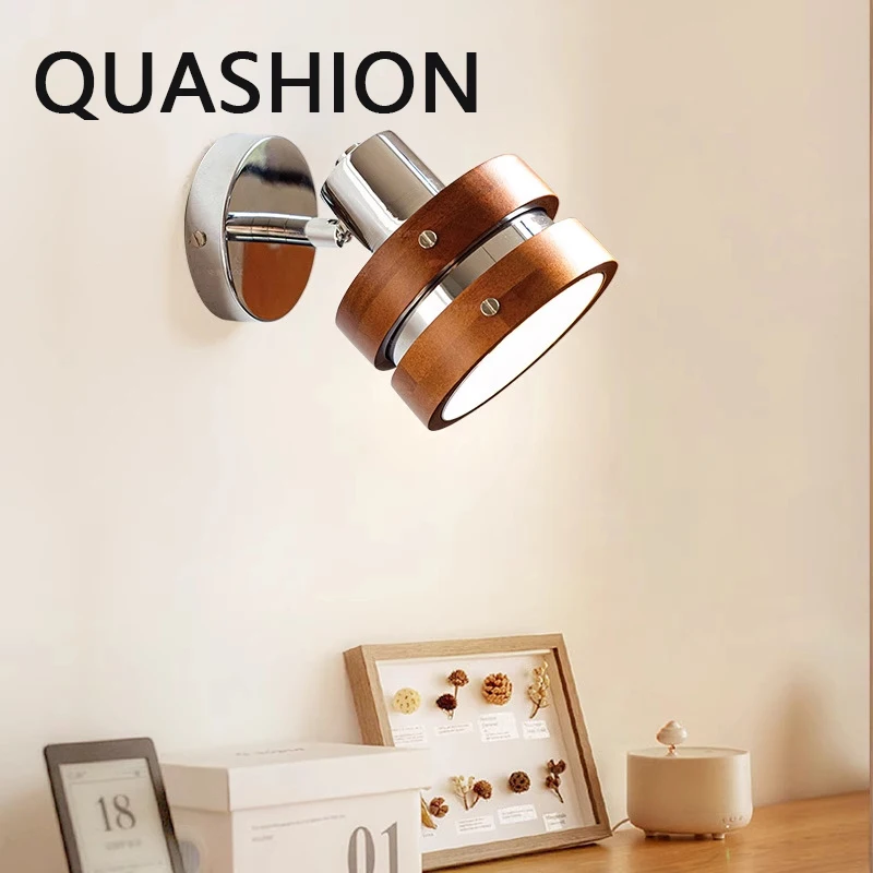 

QUASHION Nordic Design Indoor Wall Lamp Modern Iron And Wood Material Sconce Light E27 Bulb Rotatable Home Decor Wall LED Lustre