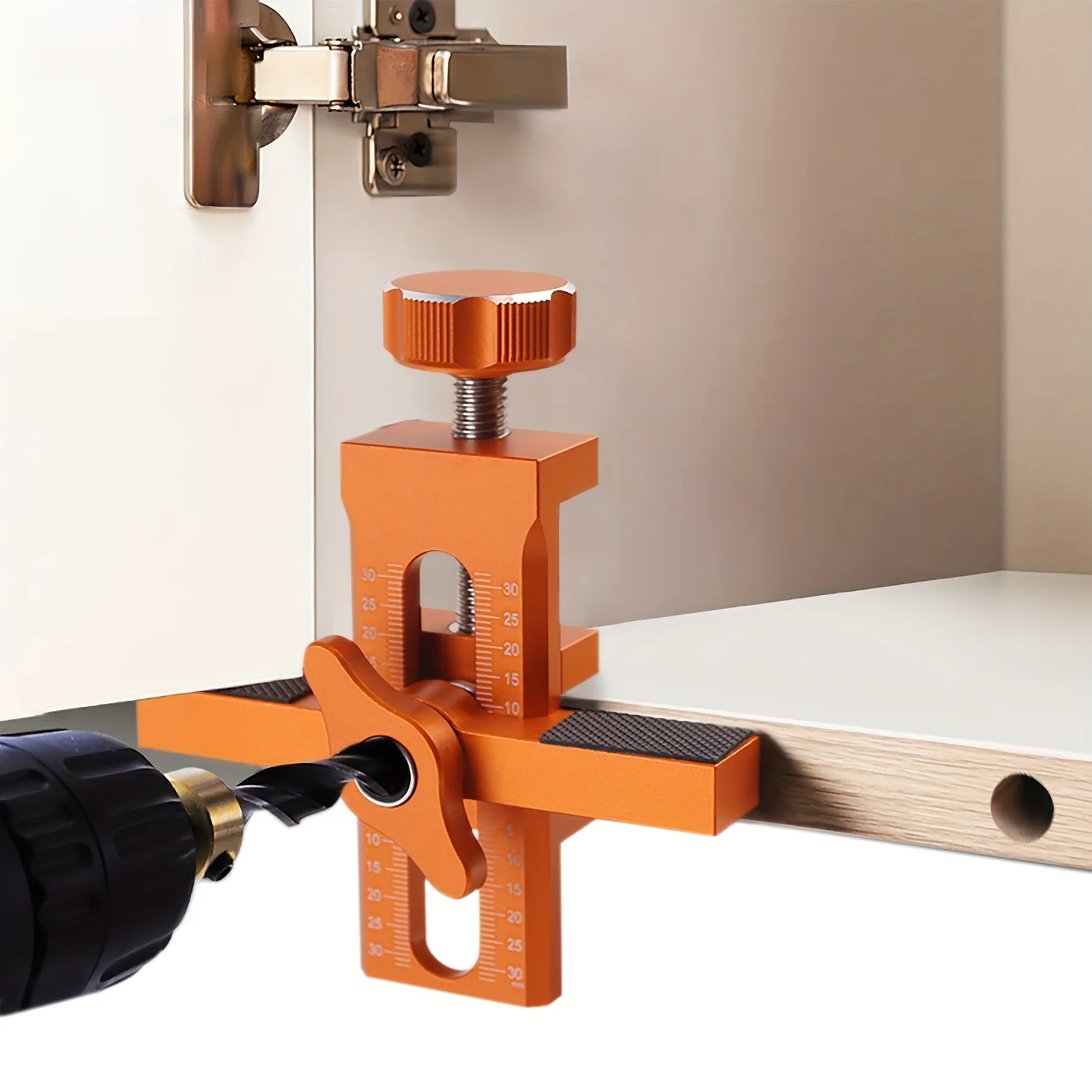 

1 Set Woodworking Cabinet Door Installation Jig, Door Panel Installation Rebound Device Drilling Tool 2 in 1 Quick Positioning T