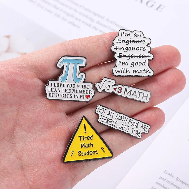 Classic Letter Brooch Physics Math Chemistry Molecule Wifi Needs Energy Relax Game Console Doctor MAYBE Formula PS Pins Jewelry