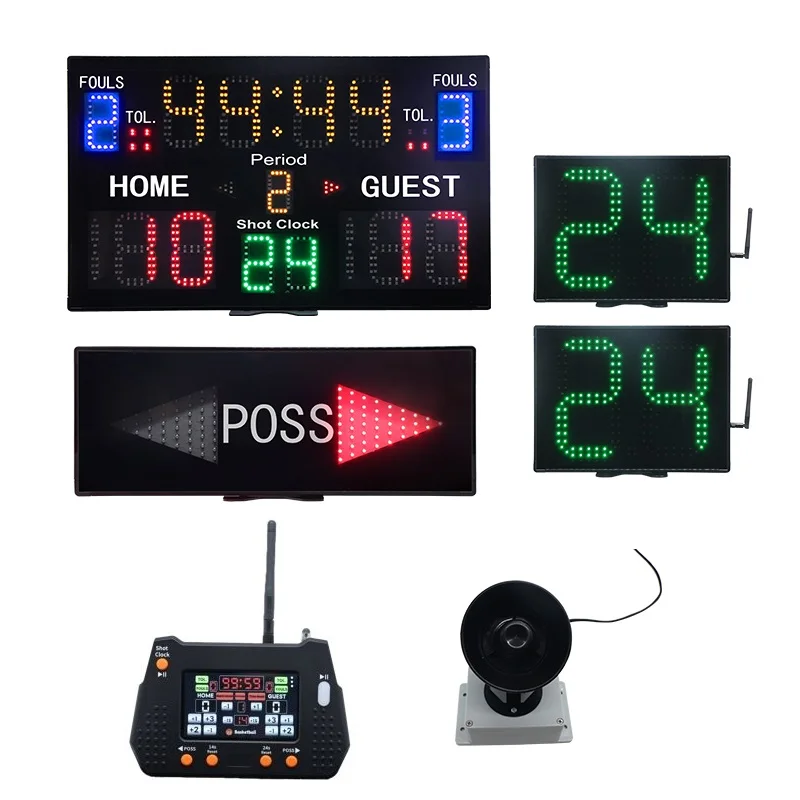 18650 Built-in Battery Or Type-C Powered Scoreboard Digital LED Basketball Scoreboard With 24s Shot Clock