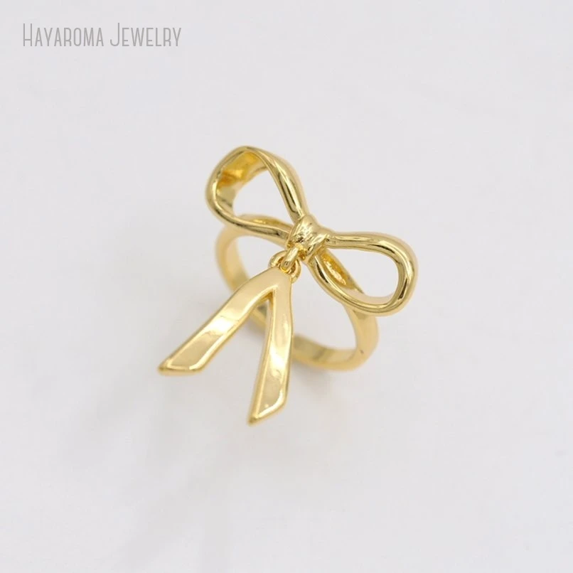 10Pcs Metal Wholesale Copper Bowknot Gold Color Ring RM51040