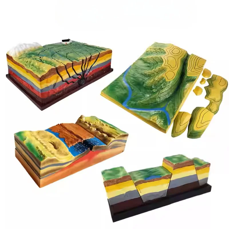 

Различные геоморфоновые модели. Учебное пособие по геологическому языку. Учебные инструменты для географии младших классов. Сейсмическая пластина. Складка неисправностей.