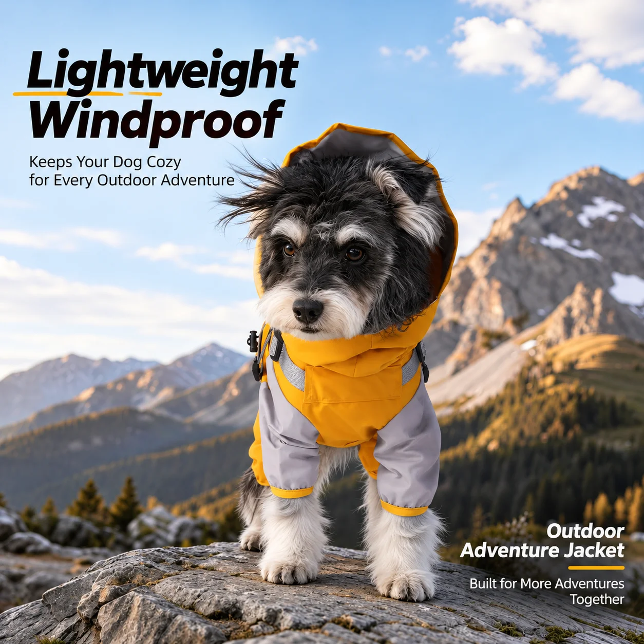 Dog Winter Clothes Four-Legged Windbreaker Windproof and Waterproof with Detachable Hood Outdoor Apparel for Small Medium Puppy