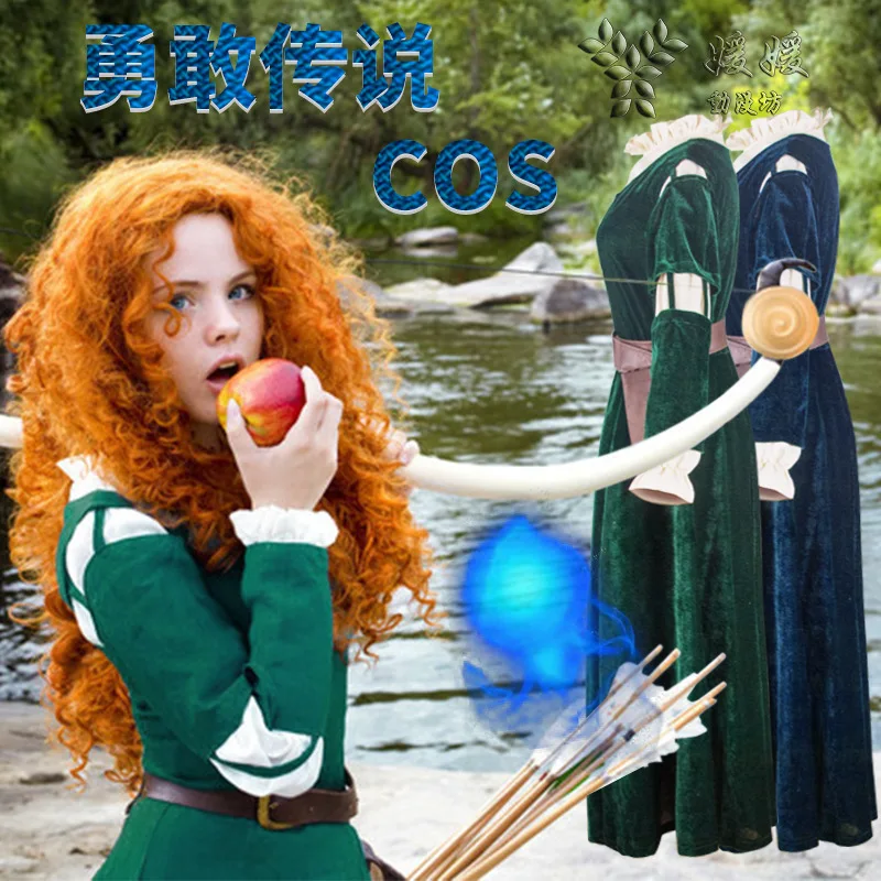Scottish Archery Princess Style Halloween Cosplay Dress Full Set Costume Character Roleplay Outfit Party Suit Women