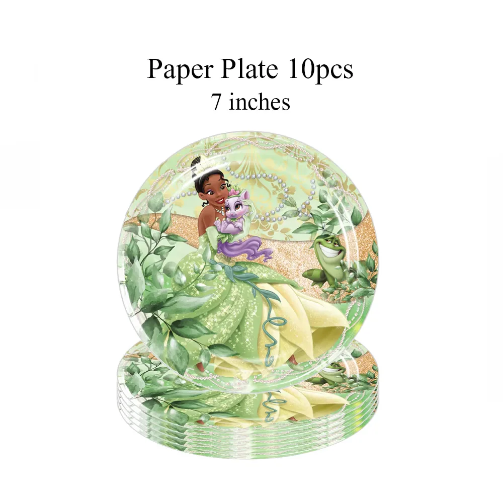 ديزني تيانا الأميرة موضوع مجموعة أدوات المائدة الاطفال حفلة عيد ميلاد حقيبة كعكة توبر مفرش المائدة بالون ديكور الفتيات تفضل الضفدع المورد