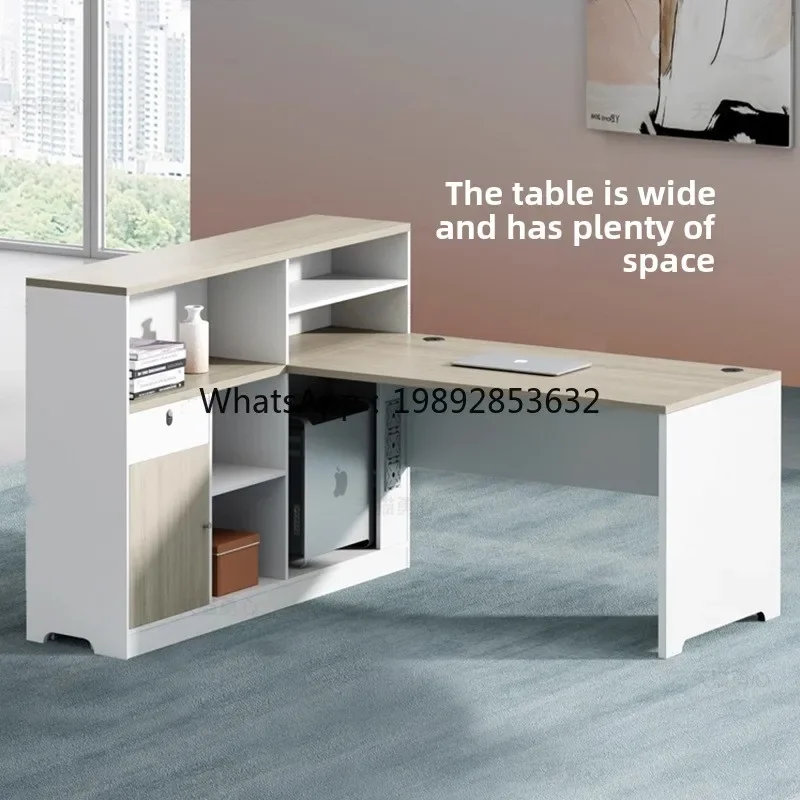 Meja Kantor Bentuk T dengan Dua Kursi DF Financial Desk, Meja Kantor Modern Sederhana dan Set Kursi, Workstation yang Modis