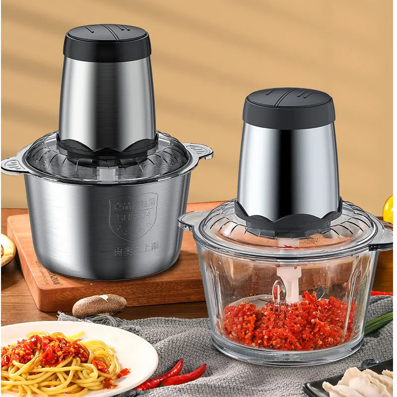 Electric Food Processor Chopper Two Speeds 2L/3L Glass Bowl Blender Meat Grinder For Babyfood Vegetables Onion Garlic