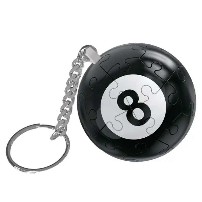 

3D Jigsaw Puzzle Ball Brain Teaser Black 8 Ball 3D Puzzles Sphere Keychain Toys Billiards Enthusiasts Bag Pendant For Kids Adult