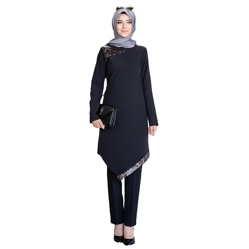 Ramadan Eid 2 Piece Muslim Sets Abayas for Women Tops and Pants Set Turkey Dubai Abaya Dress Islam Clothing Ensembles Musulmans