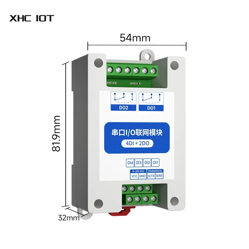 4DI+2DO Modbus RTU Industrial Grade Serial Port I/O Networking Module MA01-AXCX4020 RS485 Data Acquisition and Monitoring