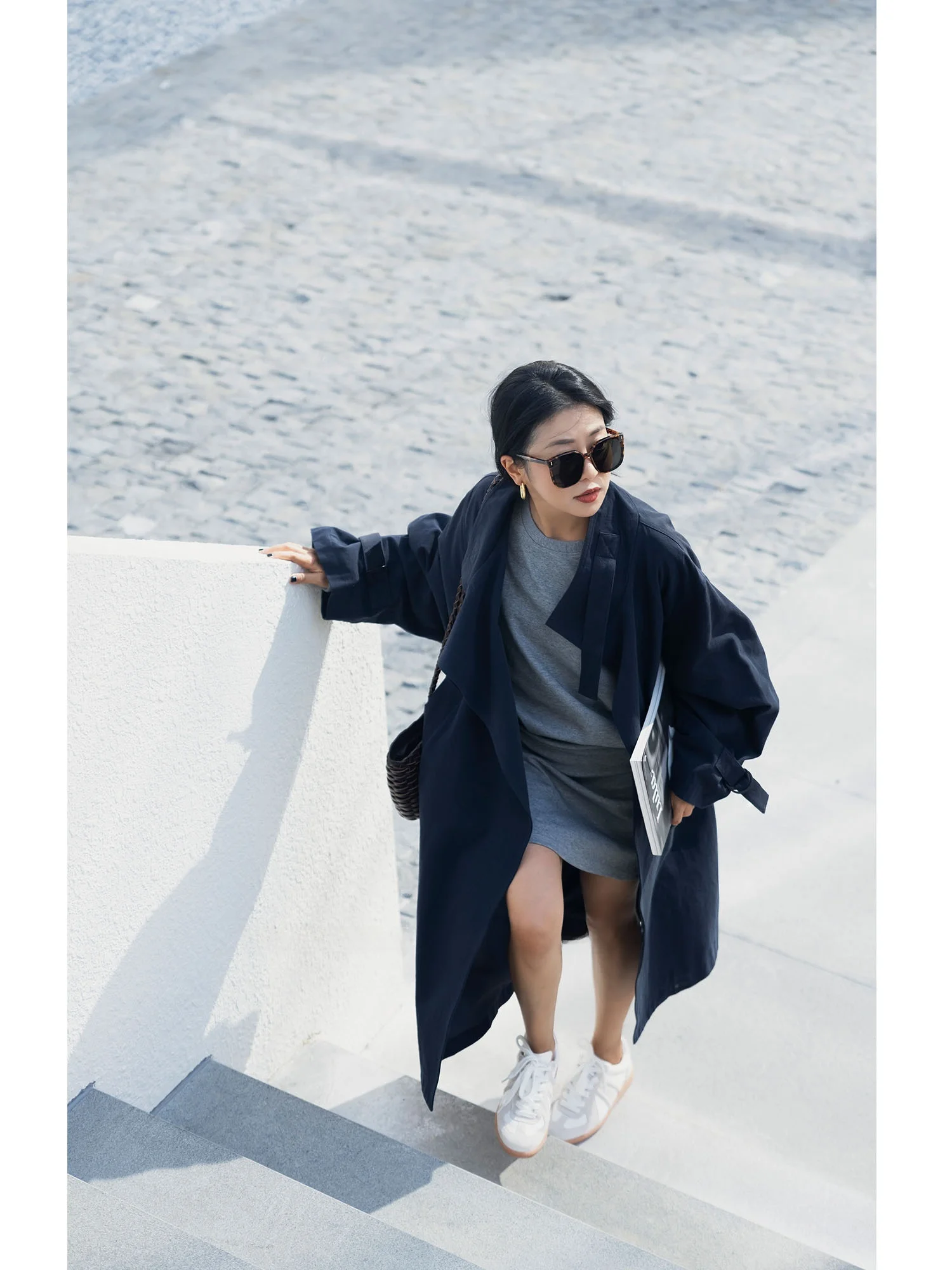 

Длинное пальто Artist High Densi из чистого хлопка 408302 Ele, удобное, с рисунком слонов и жирафов, женское, осеннее, модное