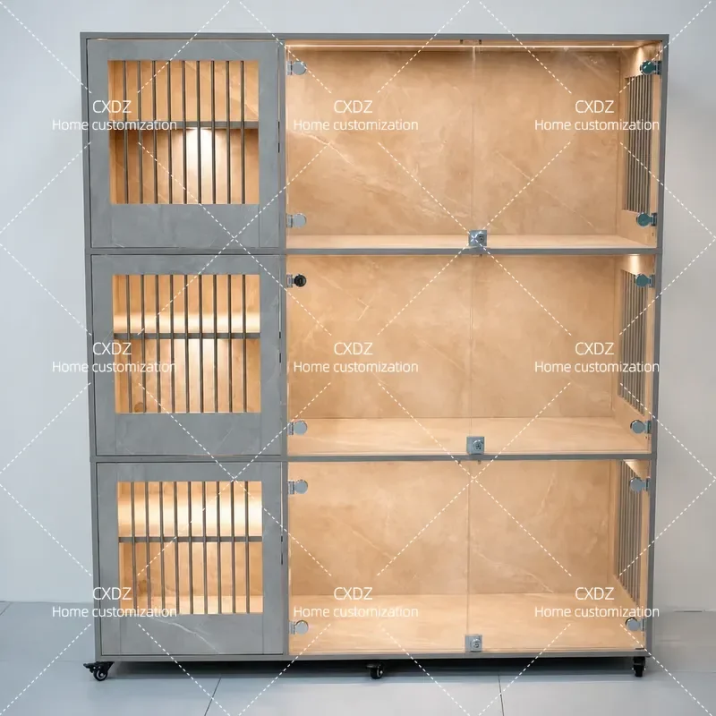 Solid Wood Cat House Villa Breeding Cage Pet Shop Display Cabinet Pet Furniture