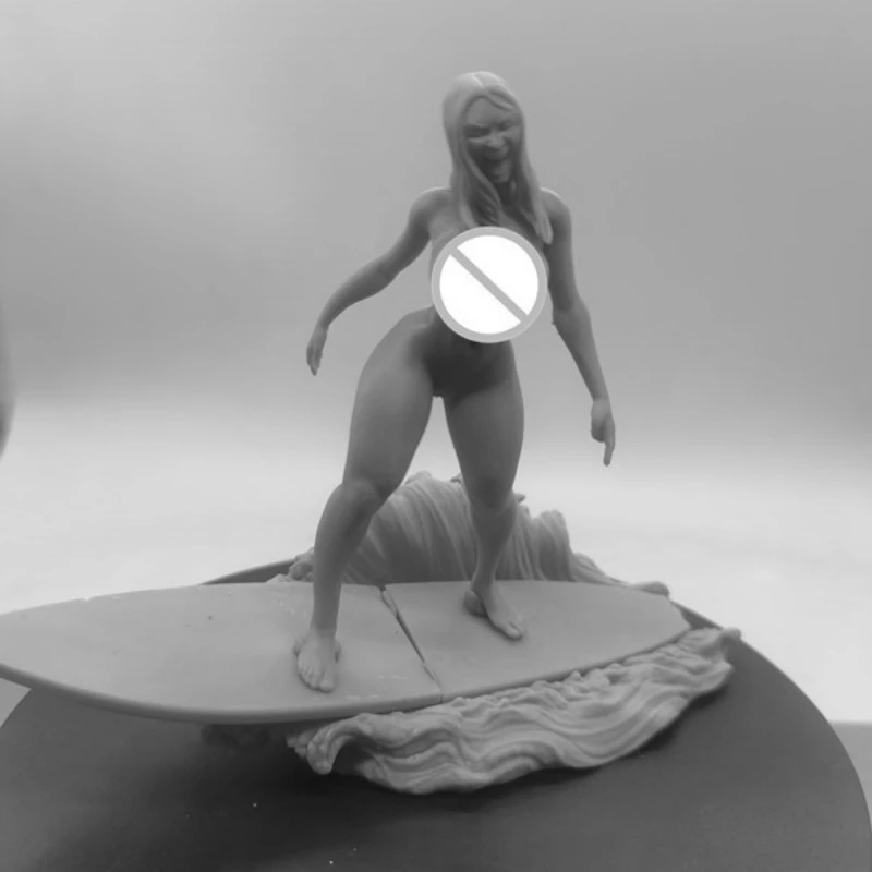 Surfer Nude Diy Resin Figure 1/24 Scale 75mm Figurine Assemble Model Kit Unpainted Statuettes and Unassembling Diorama Toys