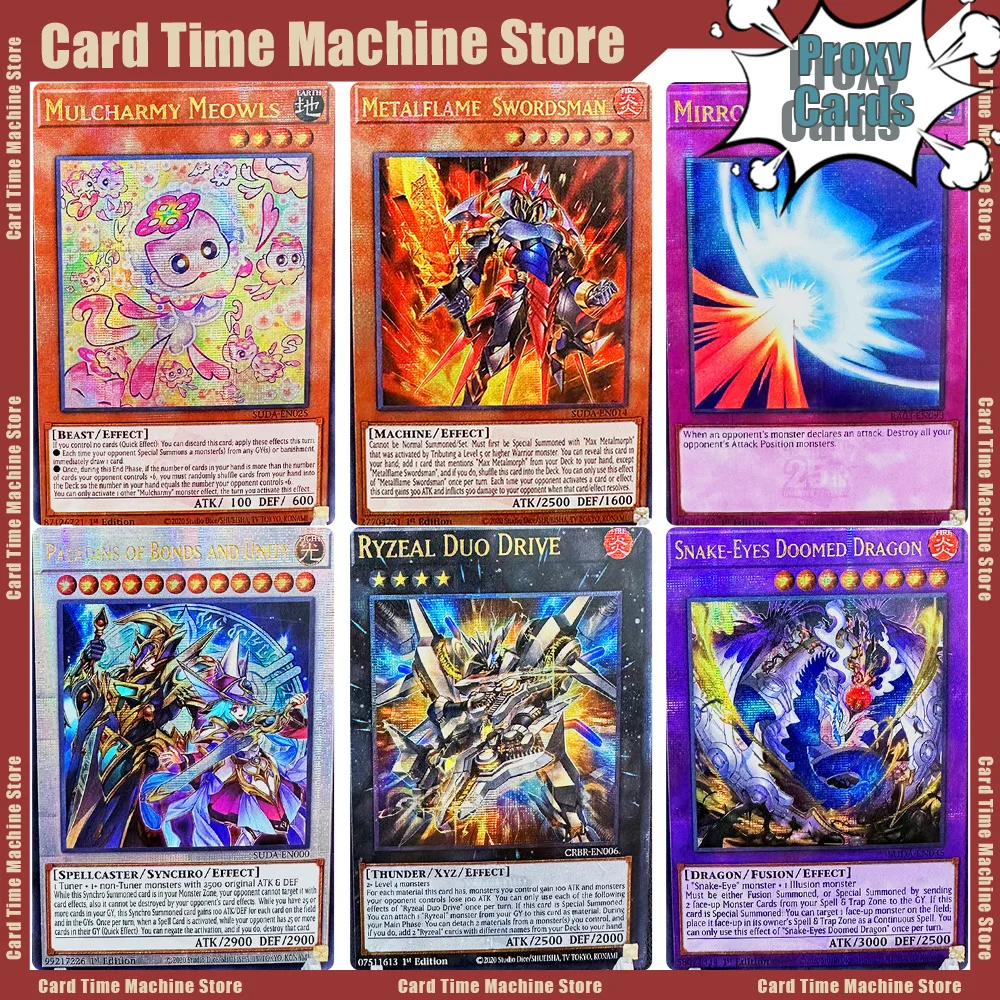 YuGiOh! Proxy Cards TCG DIY Cards Collection Board Games METALFLAME MIRROR MULCHARMY PRIMITE RA03-EN083 SUDA-EN021 Toy Gifts
