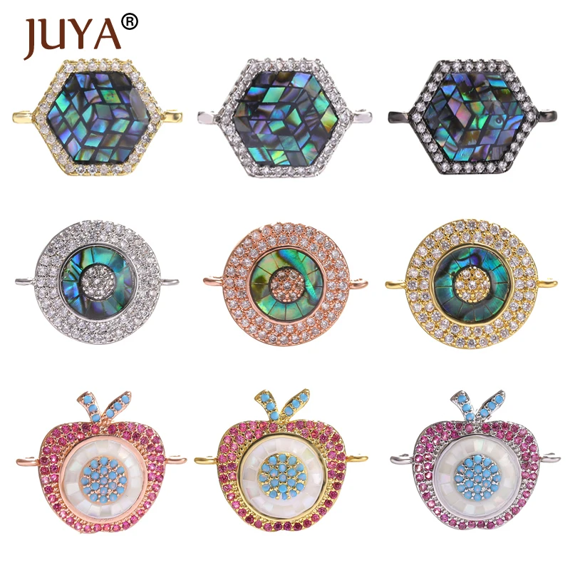 

JUYA Abalone Shell Connectors Cubic Zirconi Charms Pendant for DIY Woman Bracelets Necklace Jewelry Making Hand Made Accessories
