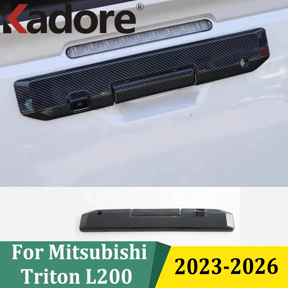 

For Mitsubishi triton L200 2023 2024 2025 2026 ABS Carbon Fiber Tail Trunk Door Handle Bowl Cover Trim Car Exterior Accessories