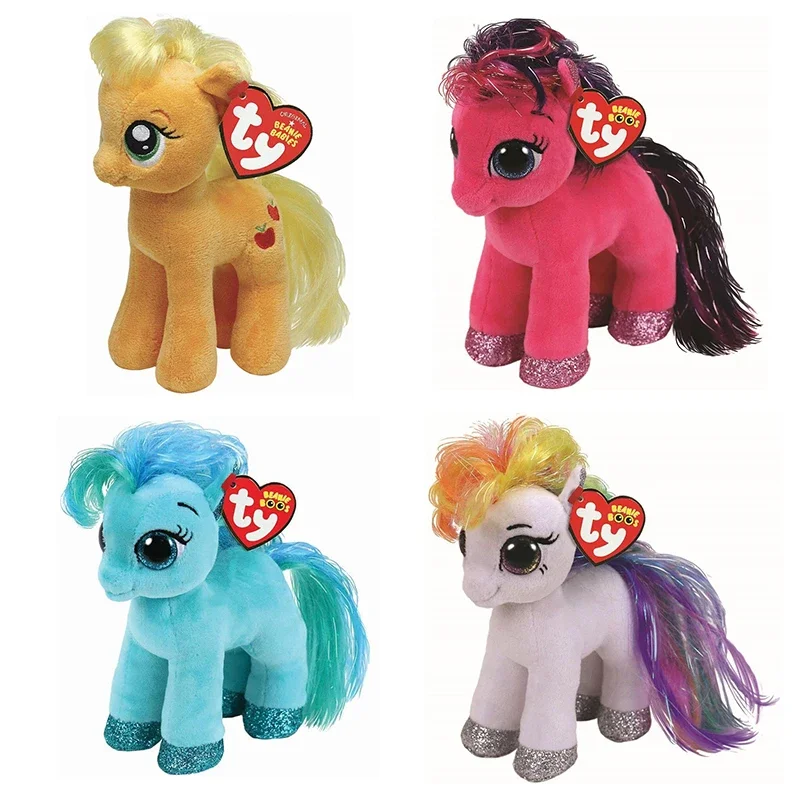 15CM Ty Big Eyes Beanie Plush Stuffed Animal Toy Cute Doll Pony Horse Children Christmas New Year Birthday Kids Gifts