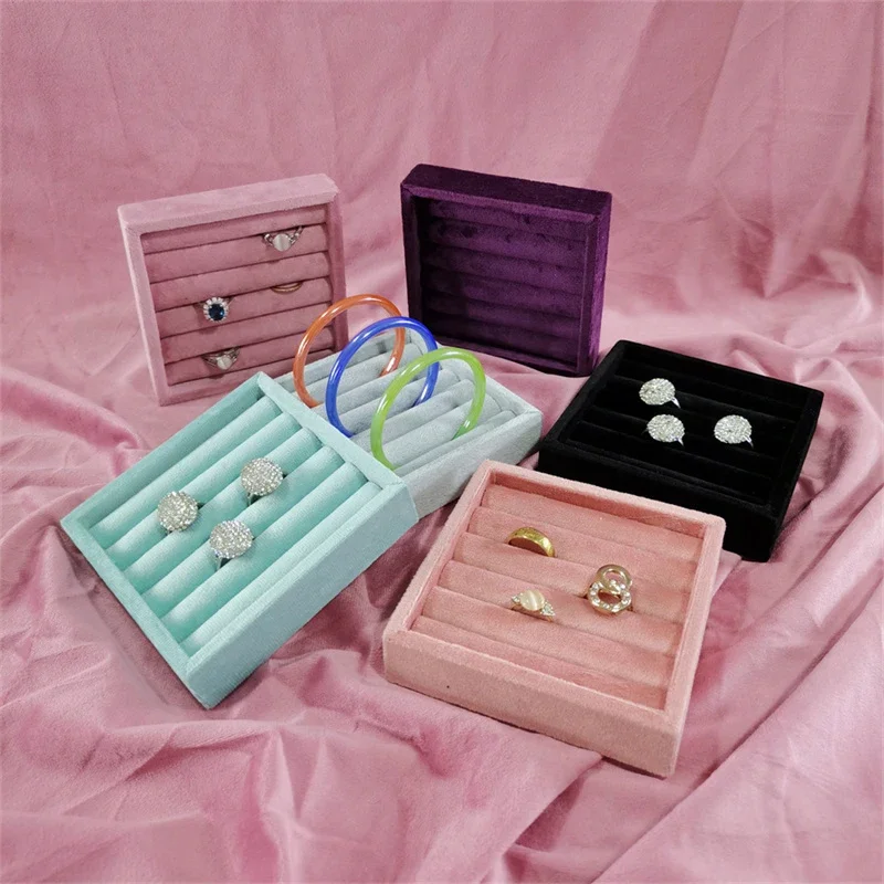 Flannelette Ring Display Tray Earrings Tray Ring Storage Tray Jewelry Counter Display Tray Jewelry Display Props