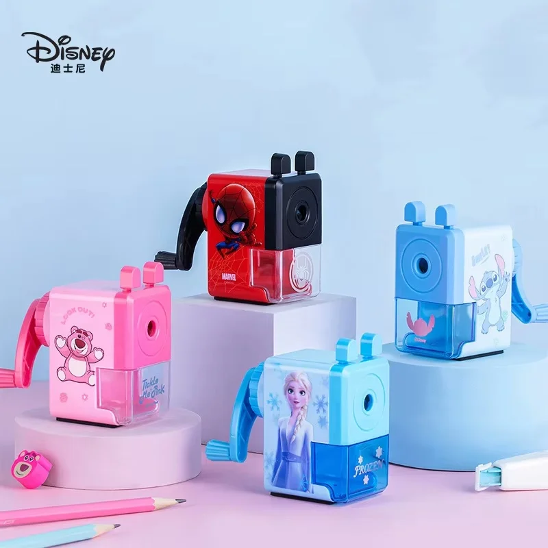 Disney Spiderman Pencil Sharpener Elsa Stitch Lotso Pencil Knife Hand Crank Sharpener Student Kids School Supplies Stationery