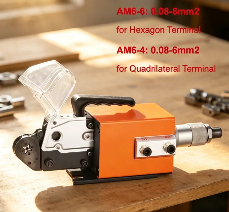 Pneumatic Terminal Crimping Machine AM6 Tubular Pre-insulated Quadrilateral Hexagon 0.08-6mm2 Crimper Tool